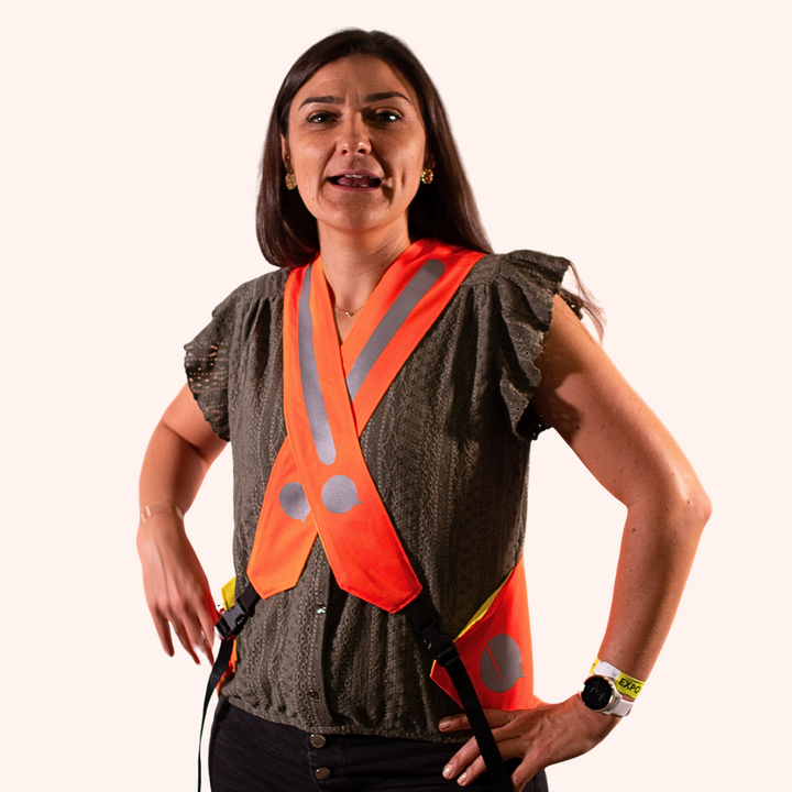 Gilet vélo simple haute visibilité orange fluo imprimé